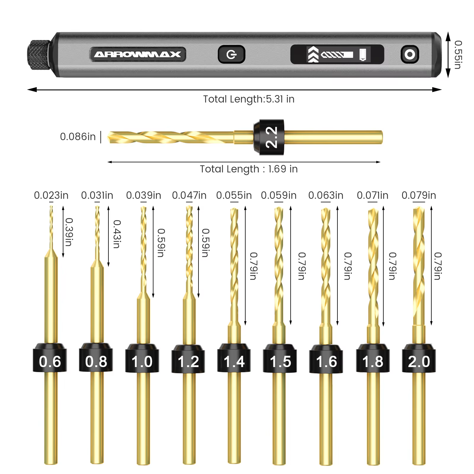 ARROWMAX Mini perceuse électrique sans fil avec support de table