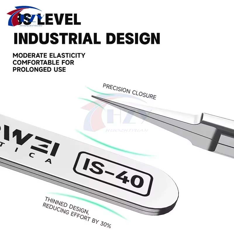 LUOWEI IS-40 pince à épiler d'entretien de précision conception de pointe Ultra-fine allongée pour outil de réparation de téléphone iphone Android