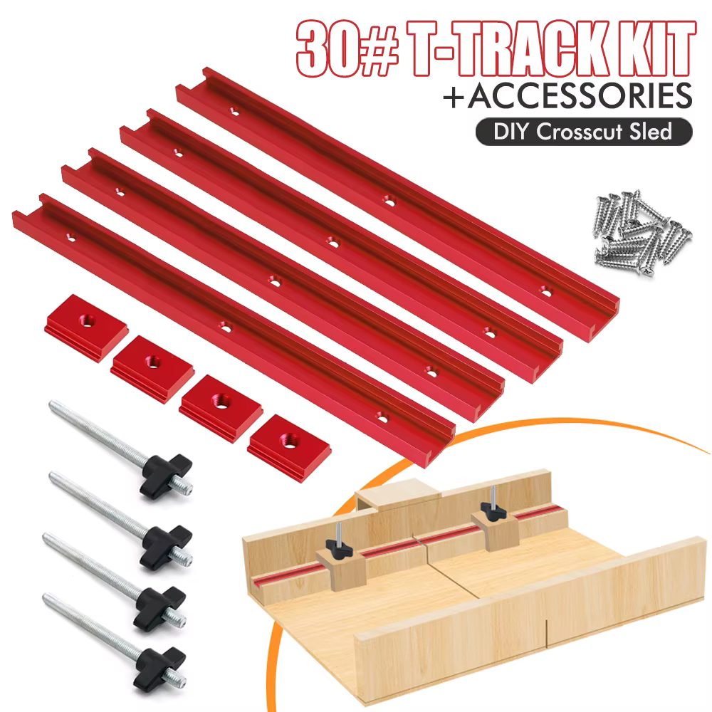Travail du bois 30 # Kit de piste en T avec accessoires