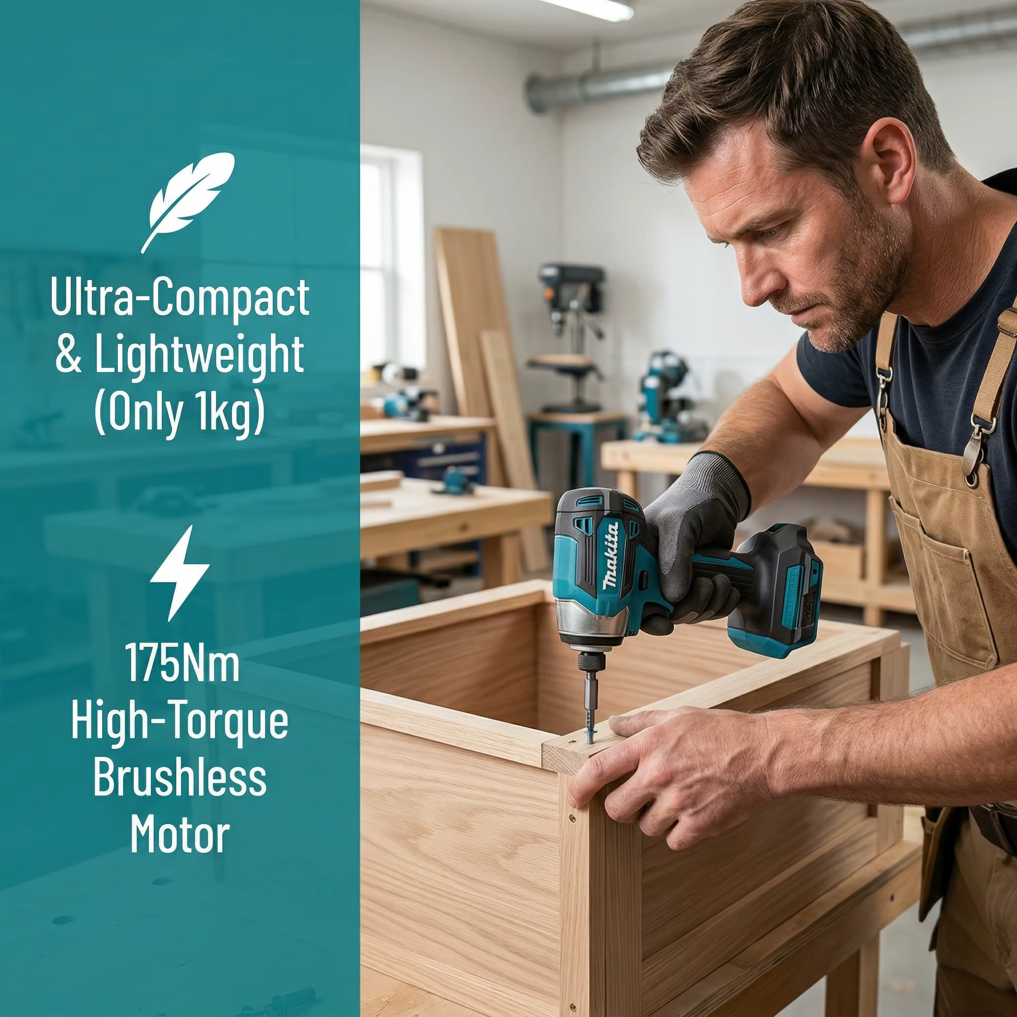 Makita DTD173 Perceuse électrique sans fil 18V sans balais, outil électrique multifonction pour la maison, sans batterie