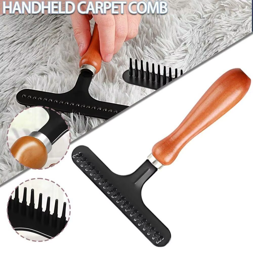 Râteau de toilette Portable pour tapis en bois, râteau en métal pour tapis, peigne de toilettage pour animaux de compagnie, accessoires pour la maison