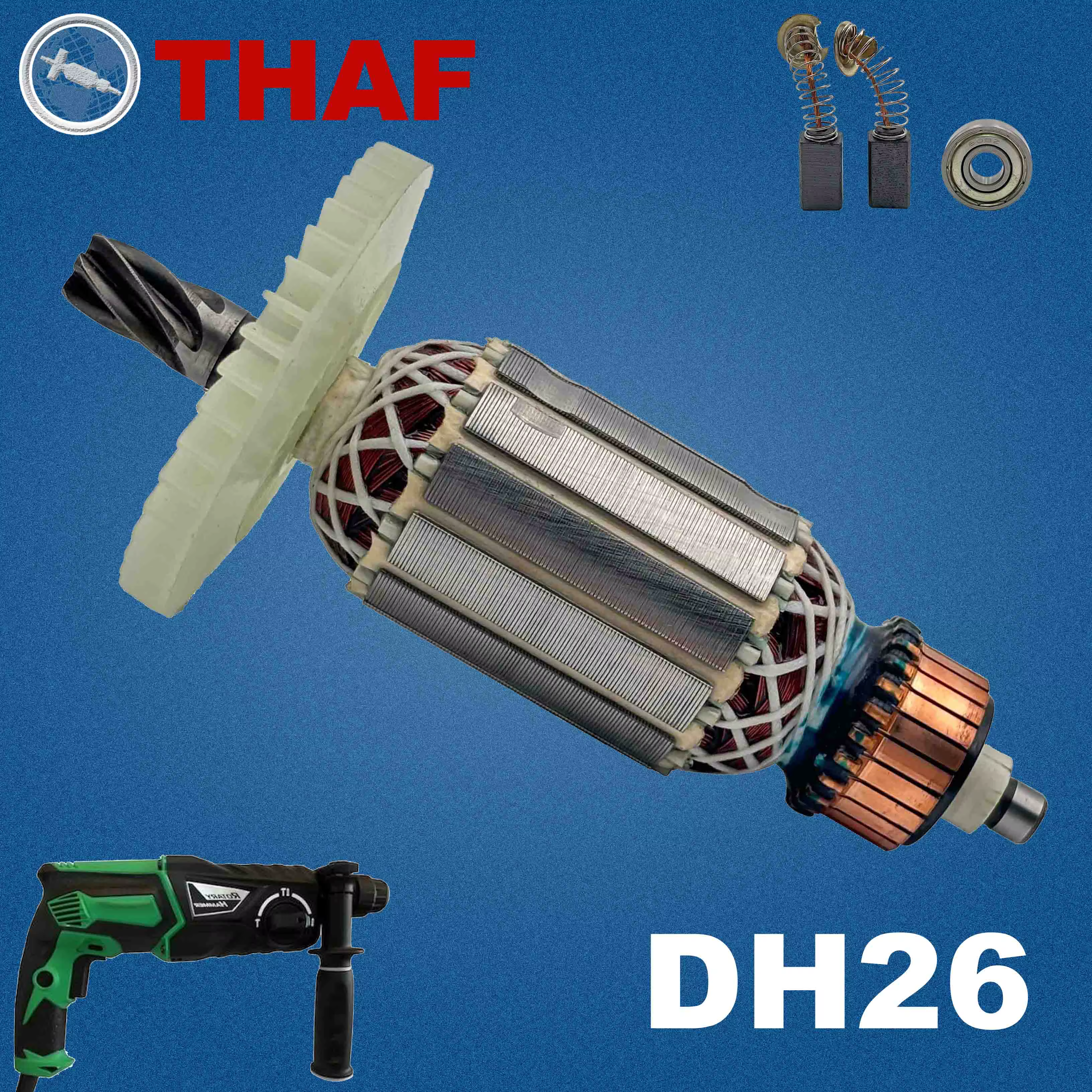 AC 220V 240V DH26 Induit Rotor Stator Field pour HITACHI Perceuse A Percussion Pièces de rechange DH 26