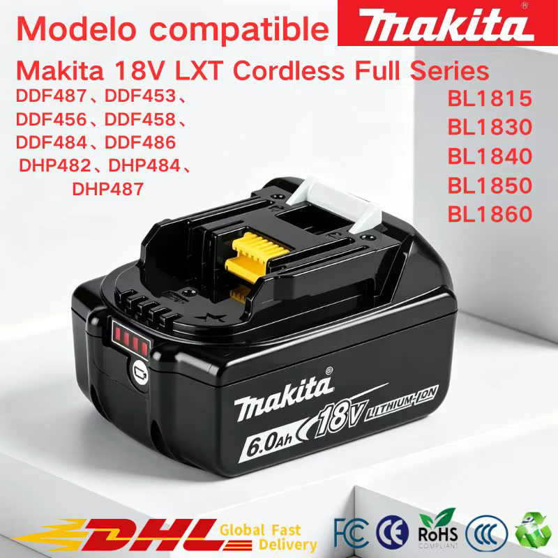 Batterie haute capacité authentique Makita 18V 6.0Ah pour perceuse à main sans balais 18V DDF487