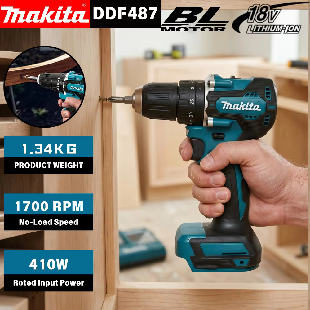 Perceuse-visseuse sans fil Makita DDF487 18V 2026 pour équipe de décoration