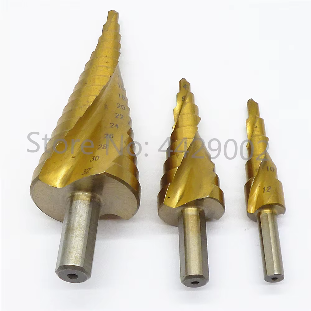 Lot de 3 forets étagés HSS à rainures spirales