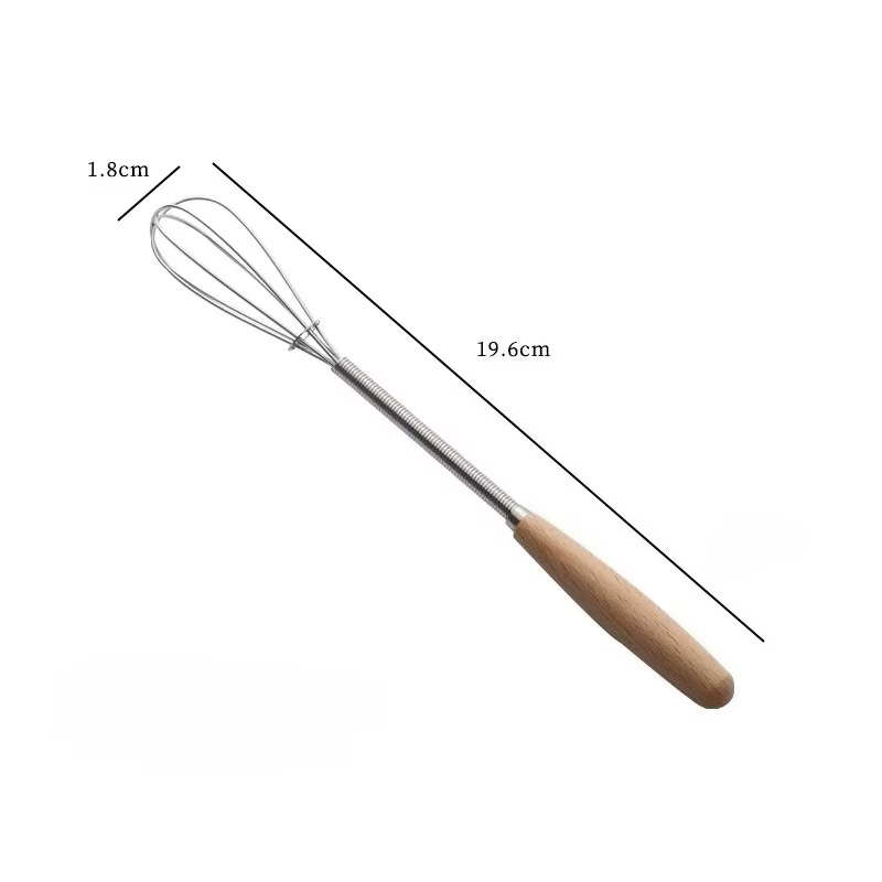 Mini batteur à œufs en acier inoxydable, manche en bois, mélangeur d'œufs, ensemble de cuisson, outils de gâteaux à domicile, accessoires de cuisine