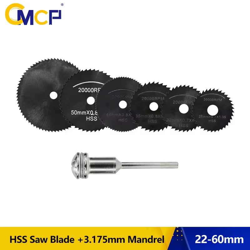 CMCP HSS Mini Lame de Scie Circulaire 22/32/35/50mm Avec 3.175mm Mandrin Bois/Métal Disque De Coupe Pour Dremel Outil Rotatif