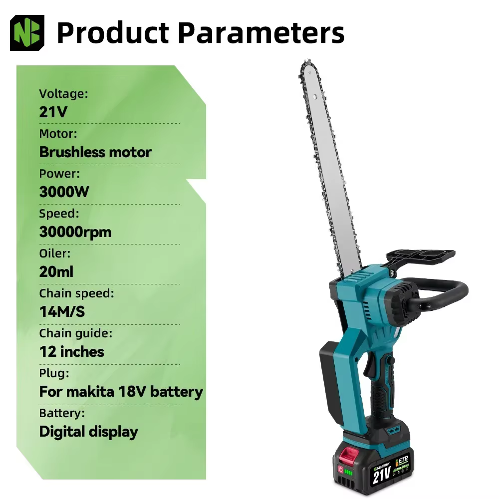 NEWBENY 12 pouces scie électrique sans brosse sans fil efficace jardin travail du bois outil
