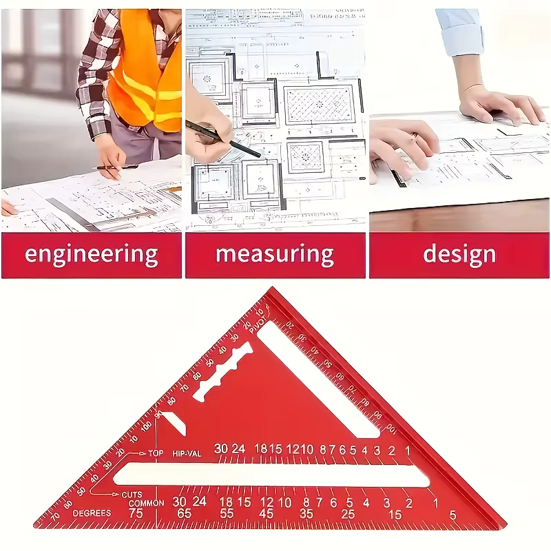 Carré en aluminium de précision-règle triangulaire rouge pour le travail du bois