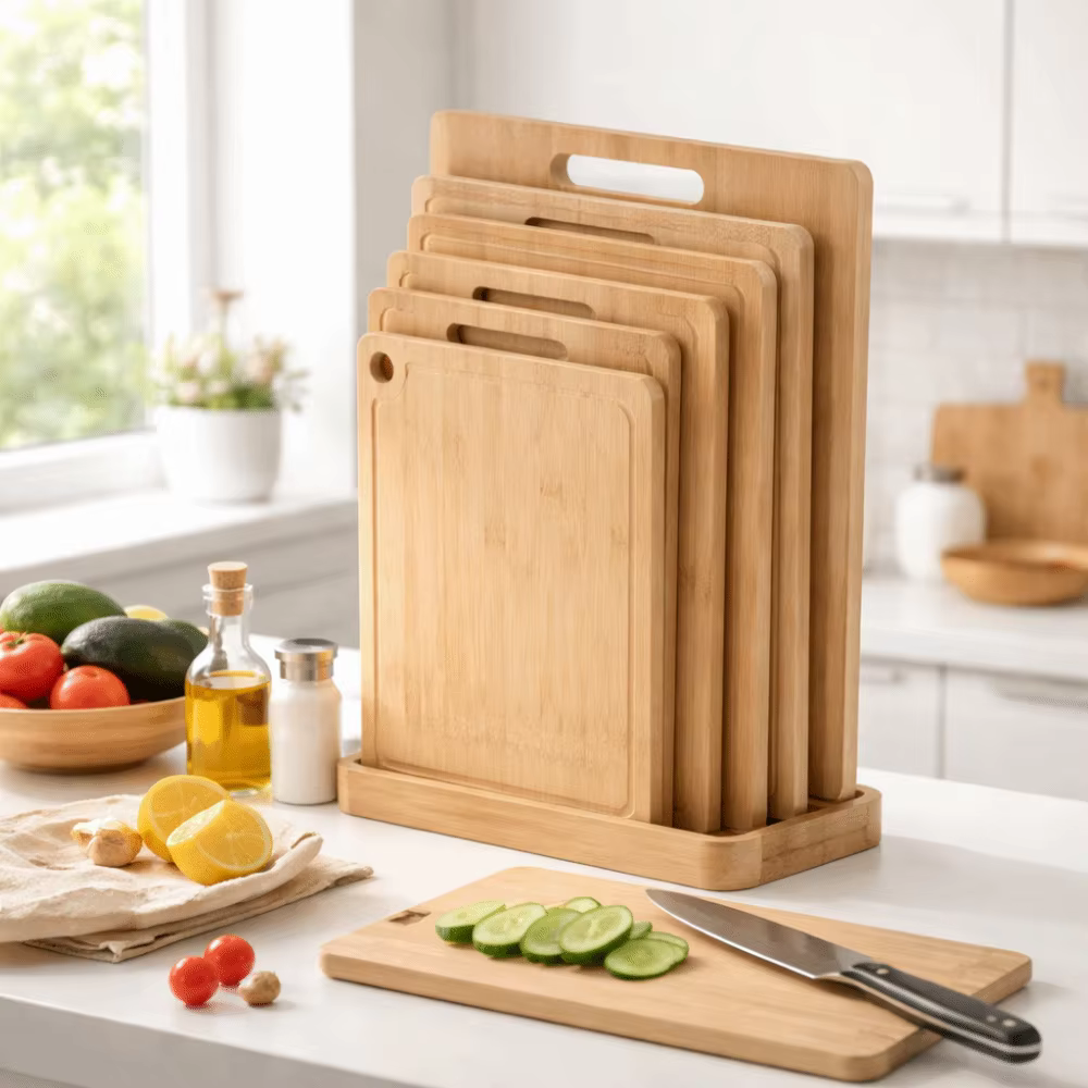 Planche à découper en bambou écologique, double face, portable, durable, pour couper les légumes, la viande, planche à découper pour le camping