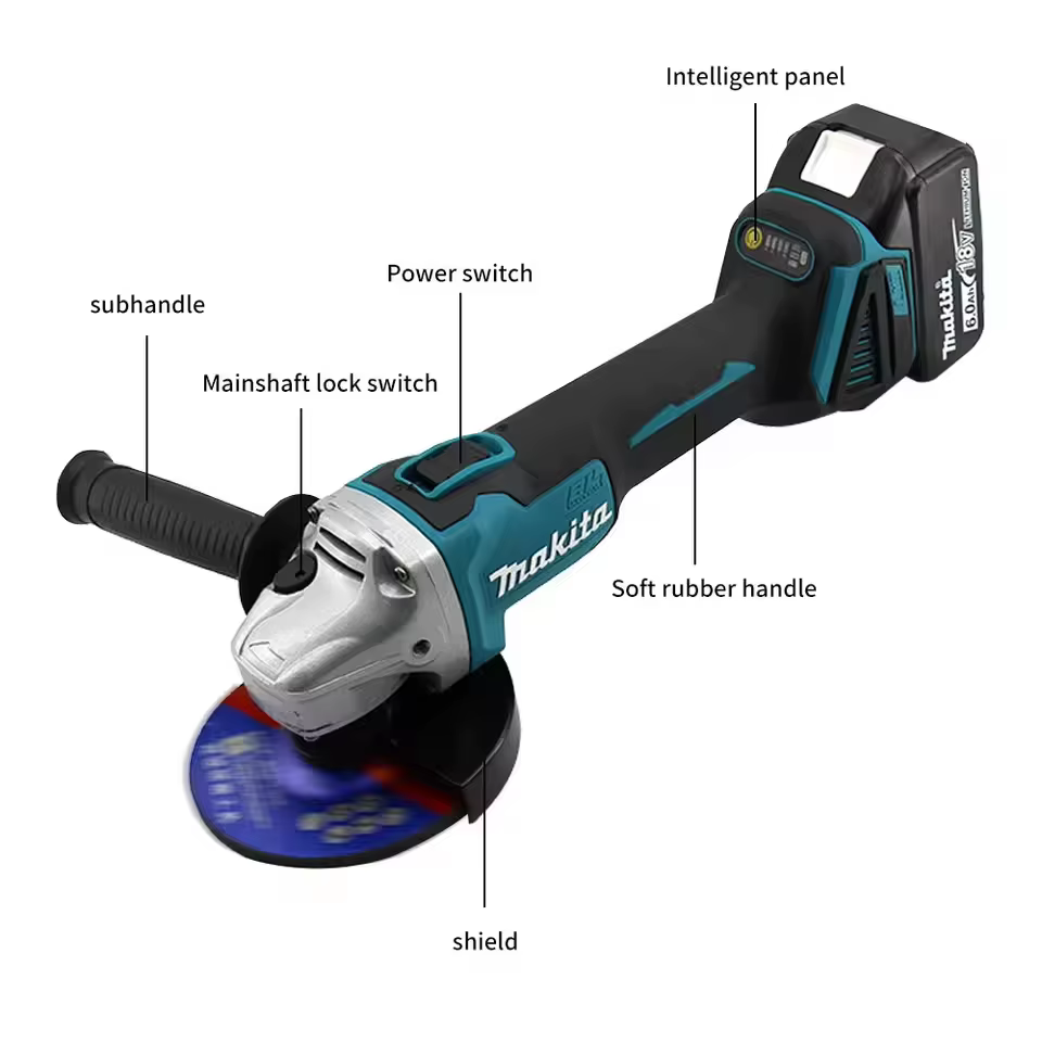 Meuleuse d'angle sans fil MachitaDGA404 125 mm à batterie lithium-ion pour découpe et meulage