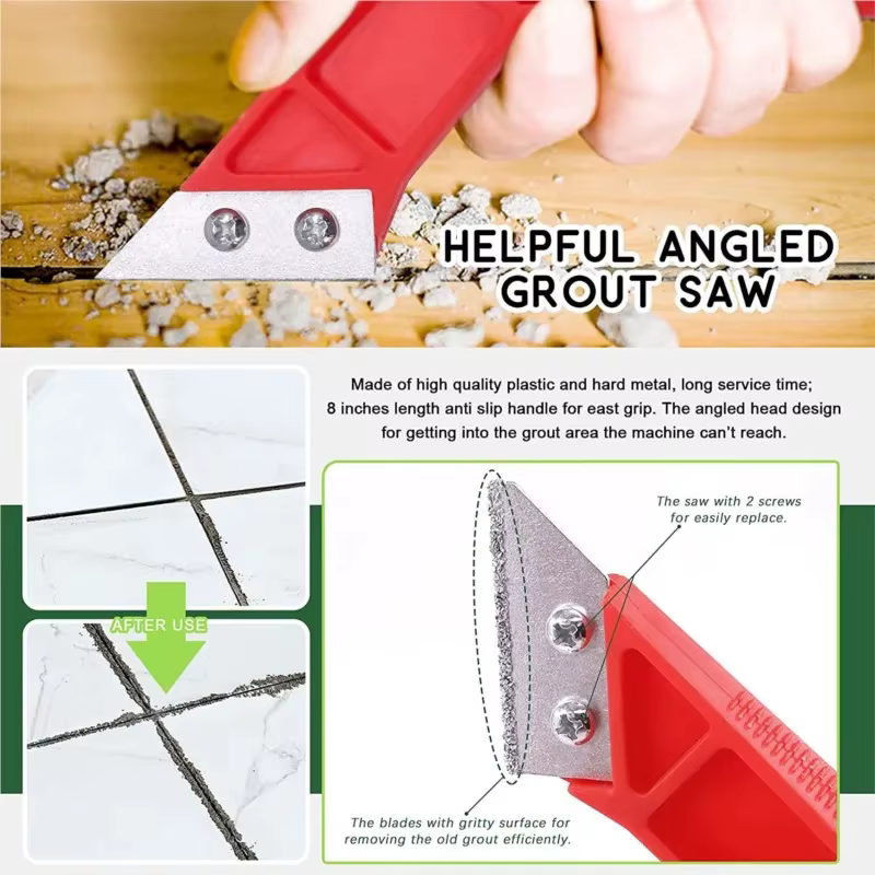 Kit de 22 outils de déjointage, comprenant une scie à joint, une brosse de nettoyage pour joints de carreaux en céramique et un outil de finition des joints pour sols et cuisines