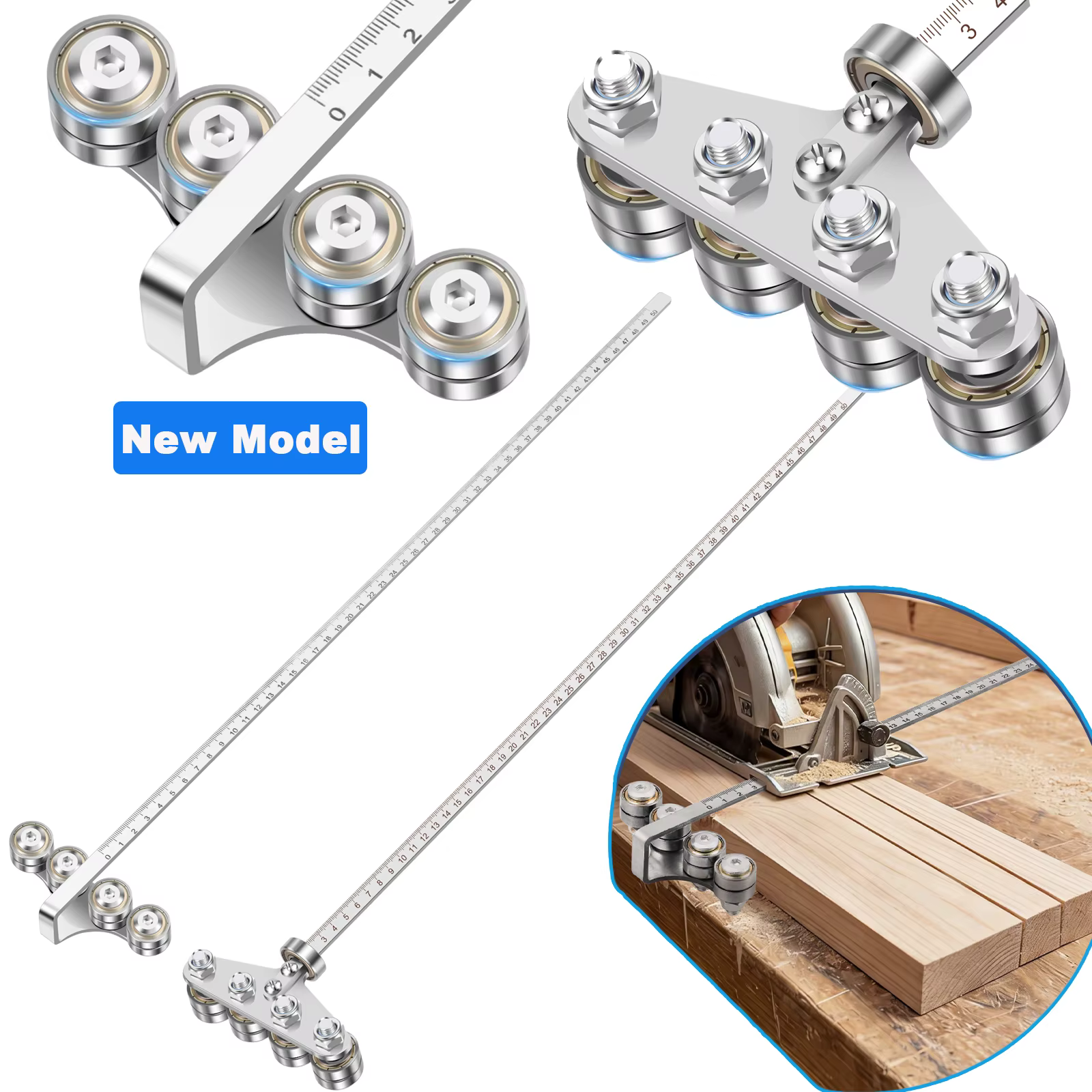 Rail de guidage pour scie circulaire 0-50 cm en acier inoxydable