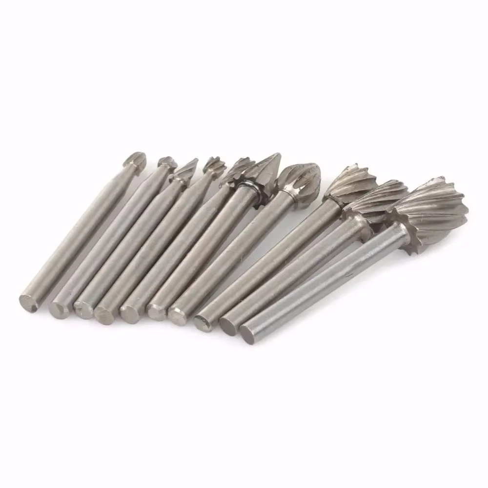 Lot de 10 fraises rotatives HSS pour défonceuse, outils de fraisage, de découpe, de gravure et de ponçage électrique pour le travail du bois et le bricolage