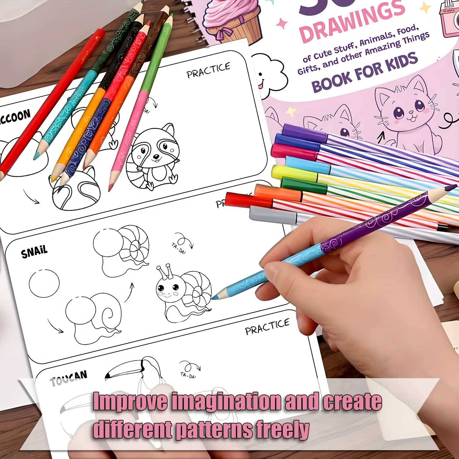 Comment dessiner tout pour les passionnés de peinture, 300 dessins simples pas à pas mignons de choses adorables, animaux, nourriture, cadeaux