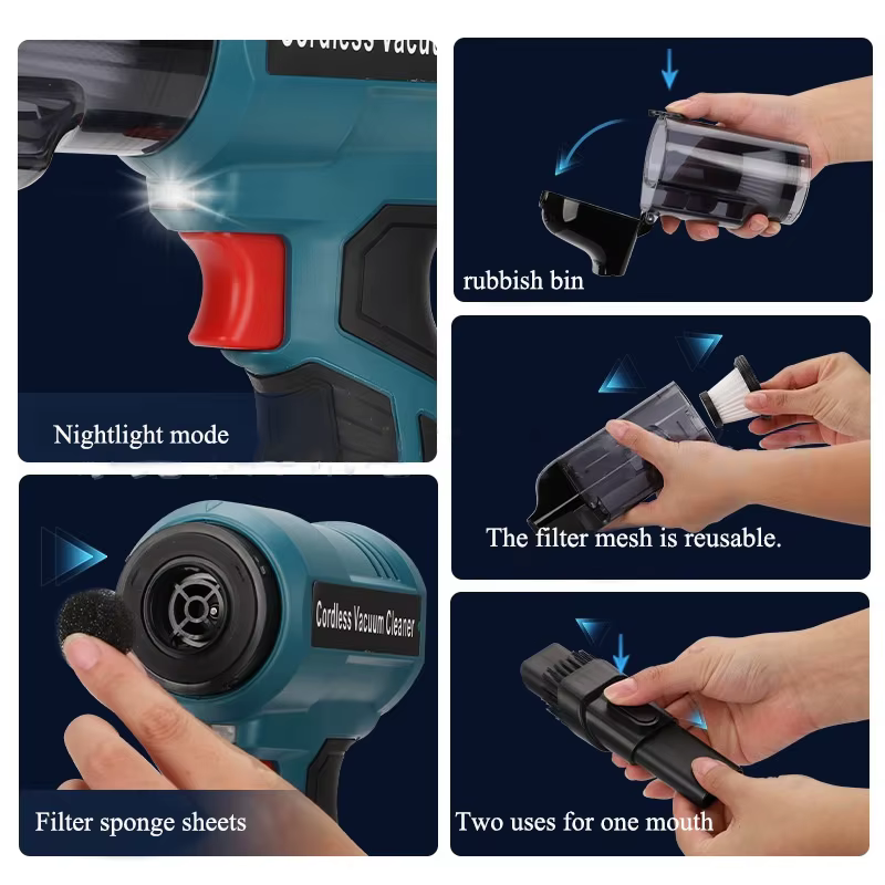 Aspirateur à moteur sans balais Portable VC05 pour batterie Li-ion Makita/DeWalt/Milwaukee/Bosch/Ryobi 18/20V avec réglage de la vitesse