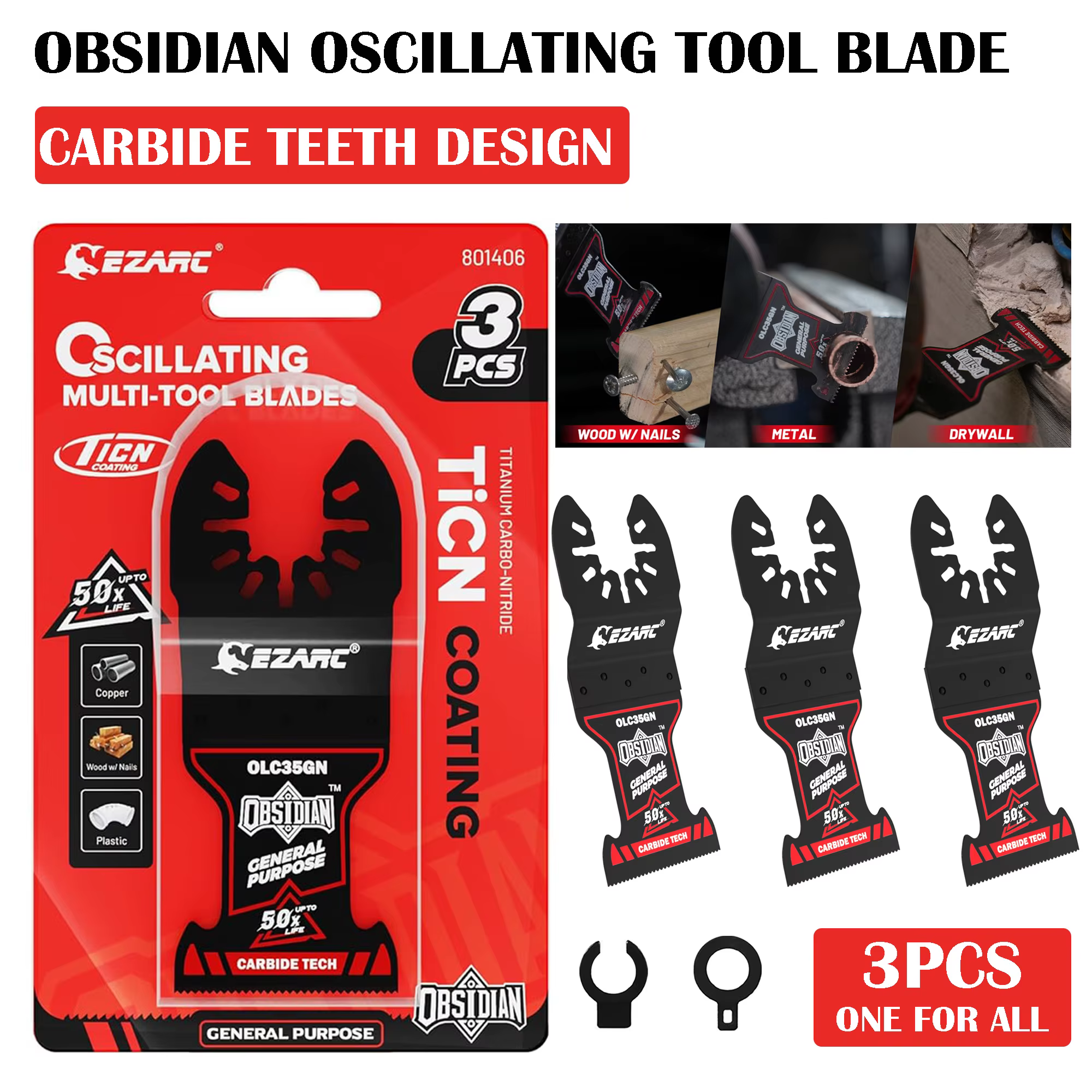 EZARC 3 lames oscillantes en carbure Obsidian