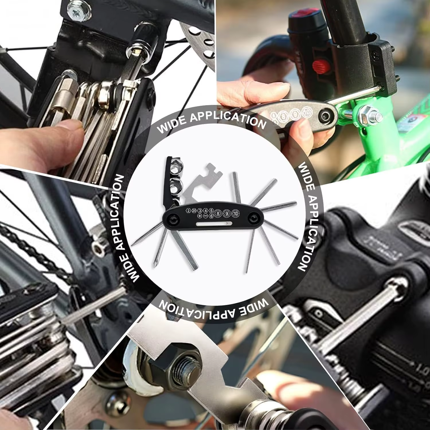 Kit d'outils de réparation de vélo portable 16 en 1 pour VTT et vélos de route