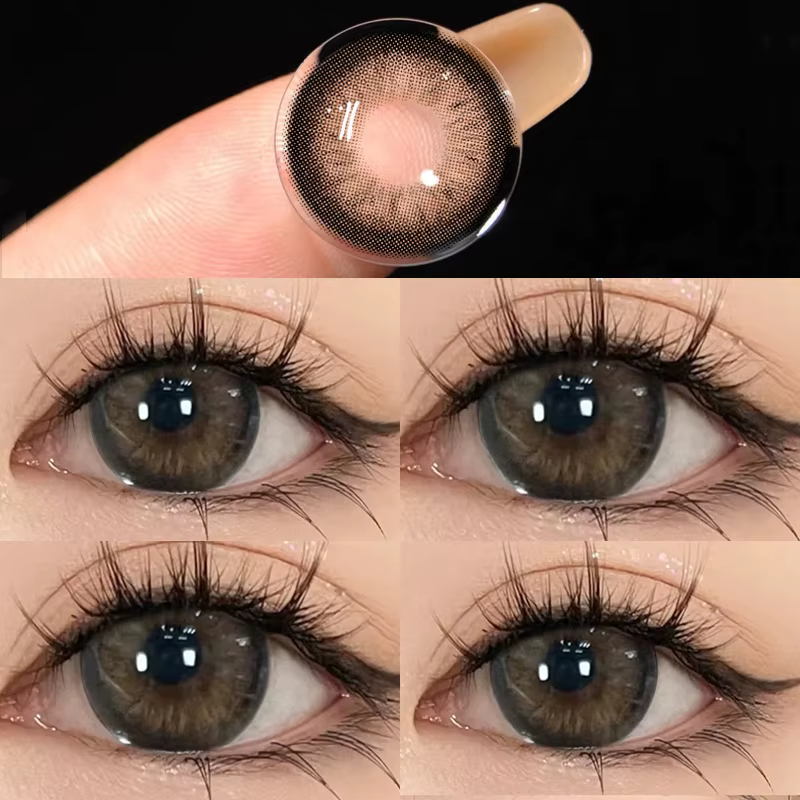 1 paire de lentilles de Contact de couleur pour les yeux, lentille grise ambre naturelle annuelle, cosmétiques, lunettes souples, beauté, mode élève avec lentilles