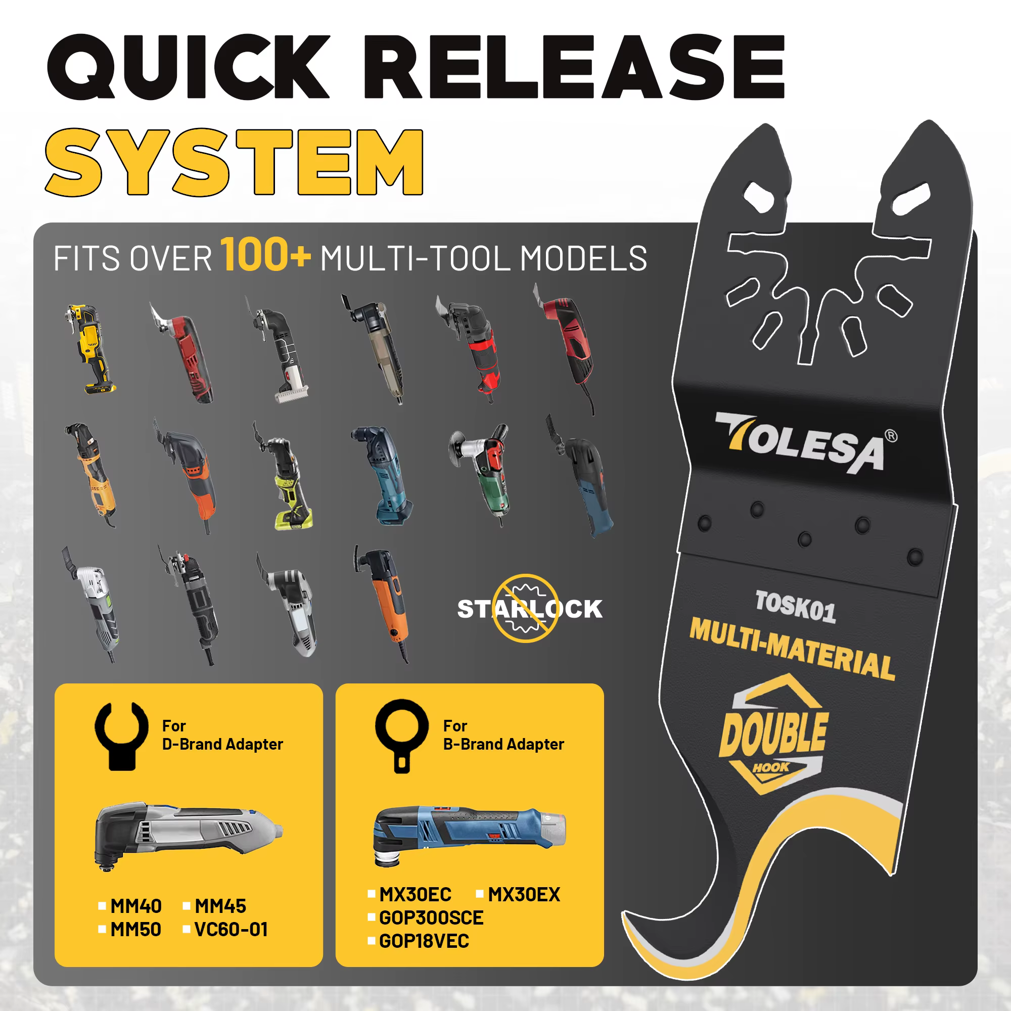 TOLESA 5 pièces lame de couteau à crochet multi-outils oscillant