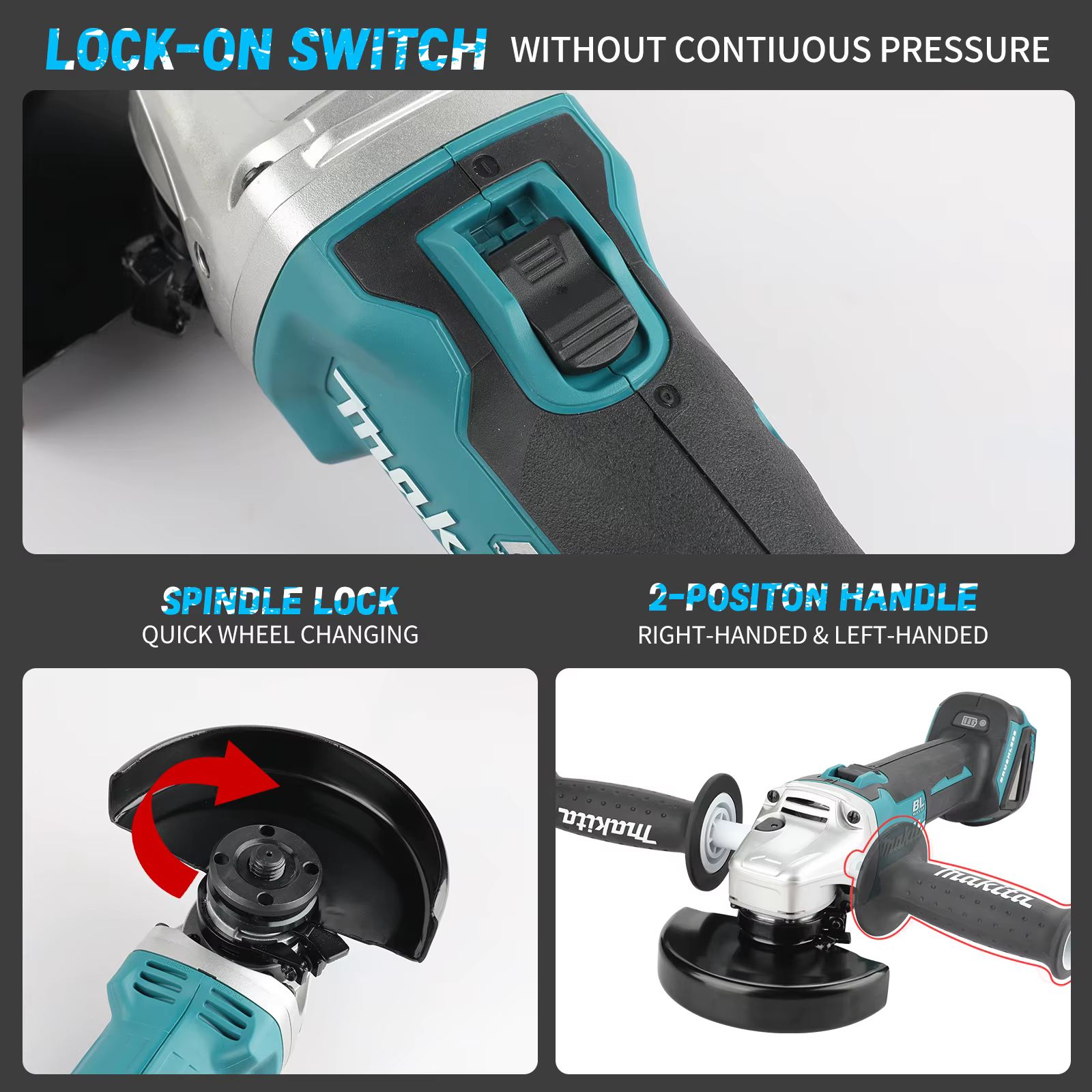 Meuleuse d'angle sans fil Makita DGA404 18V 125mm 8500 tr/min avec poignée anti-vibration