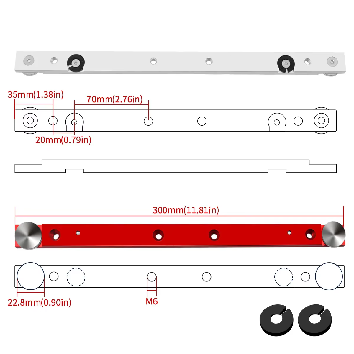 Outils de menuiserie : Barre de glissière en T pour jauge d'angle