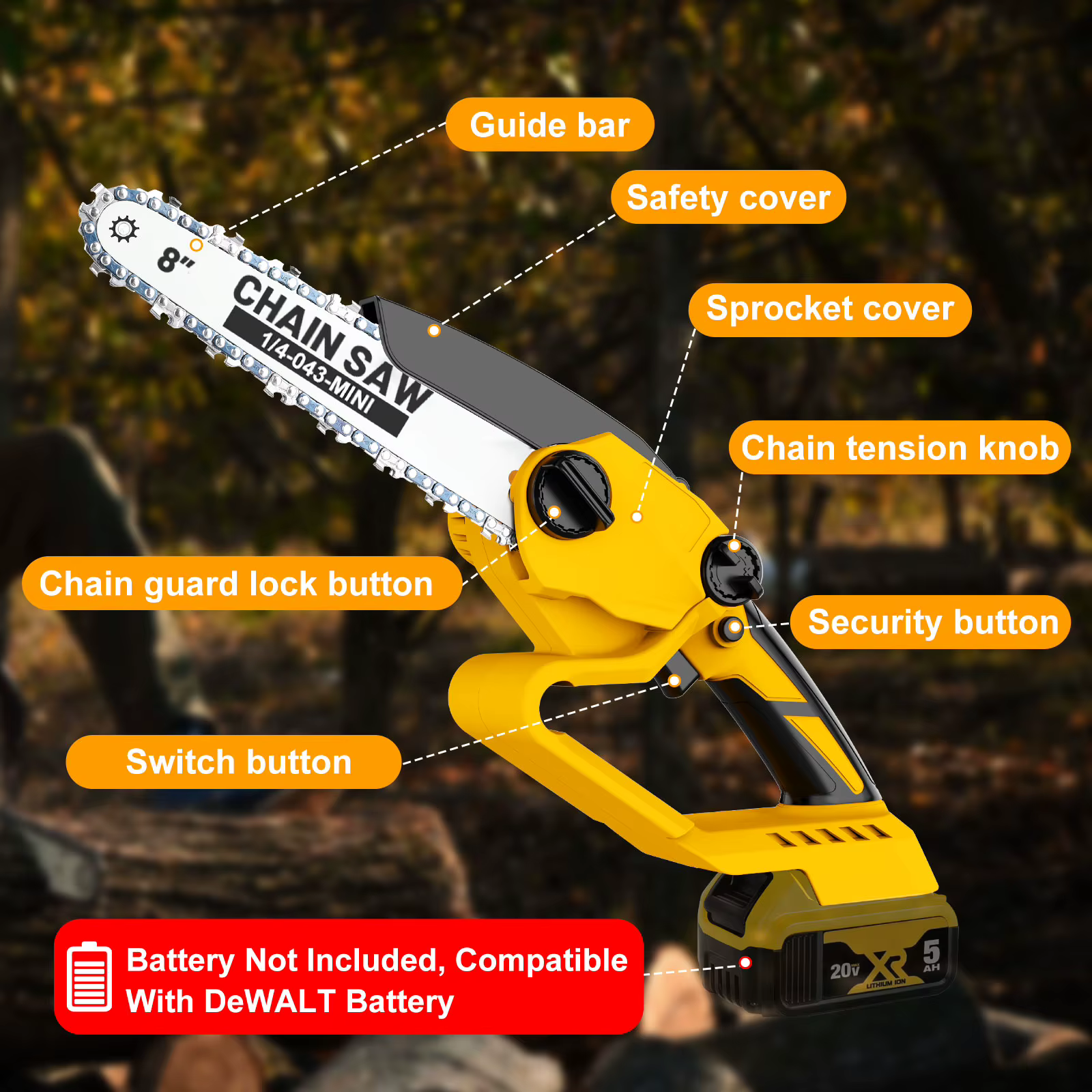 Scie à chaîne sans fil pour batterie Dewalt 20V (sans batterie)