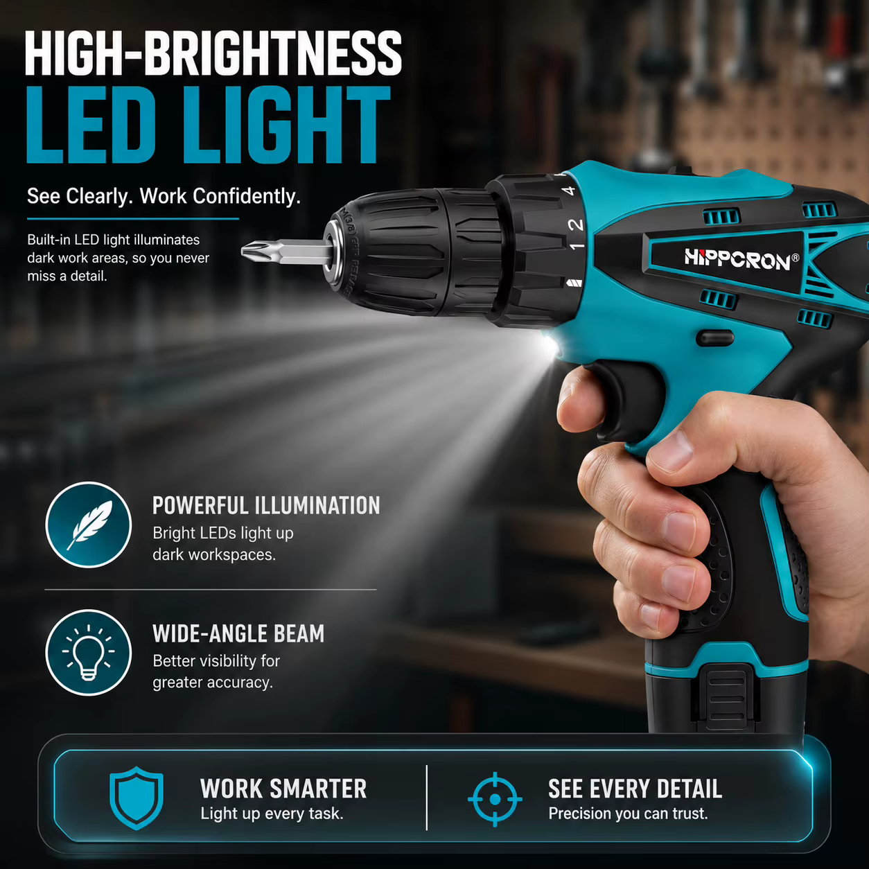 Perceuse électrique au lithium 12V Hippcron