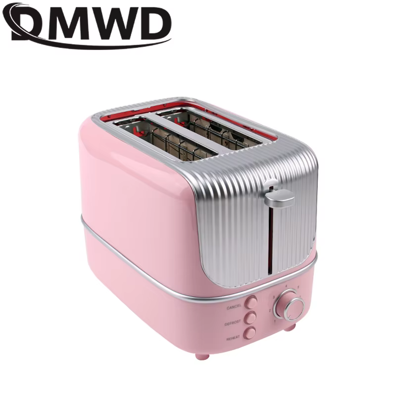 Grille-pain électrique 110V/220V, machine à réchauffer le pain pour le petit-déjeuner, machine à cuire le pain automatique, four à sandwichs, 2 tranches