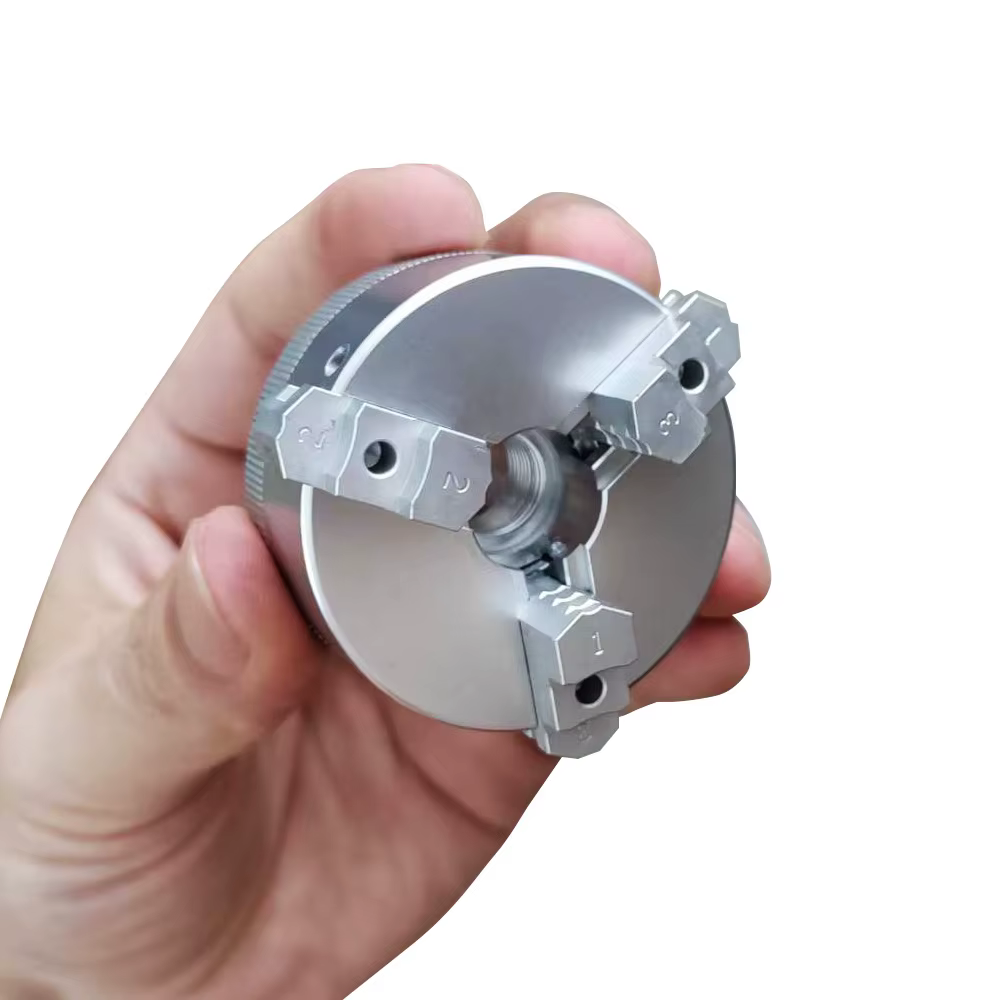 Mandrin à trois mâchoires mini de 50 mm pour tour, meuleuse d'établi, perceuse électrique, en alliage d'aluminium, auto-centrant, pour le travail du bois