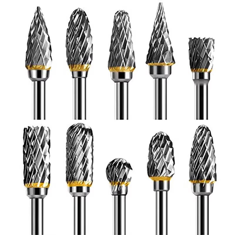 Nouveau 10 pièces 1/8 "tige fraise en carbure de tungstène outil rotatif bavure Double diamant coupe