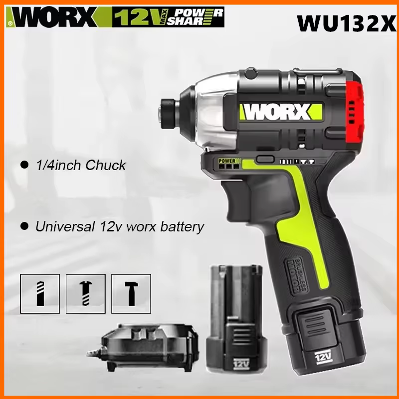 Worx WU132X WU132 tournevis à percussion sans fil 320W 160Nm 12V moteur sans brosse avec couple réglable outil électrique à batterie universel