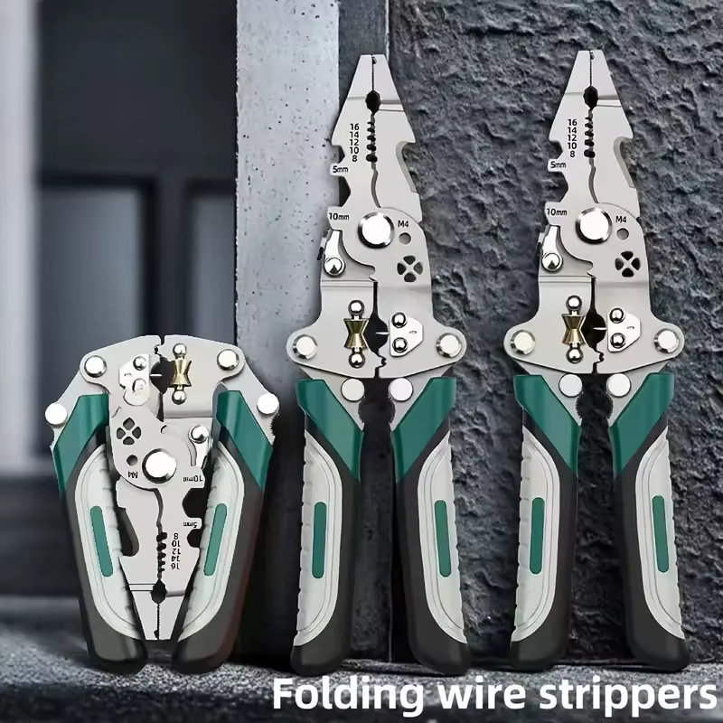 Pince à dénuder multifonction, outil d'électricien, coupe de sertissage, conception pliable, facile à ranger