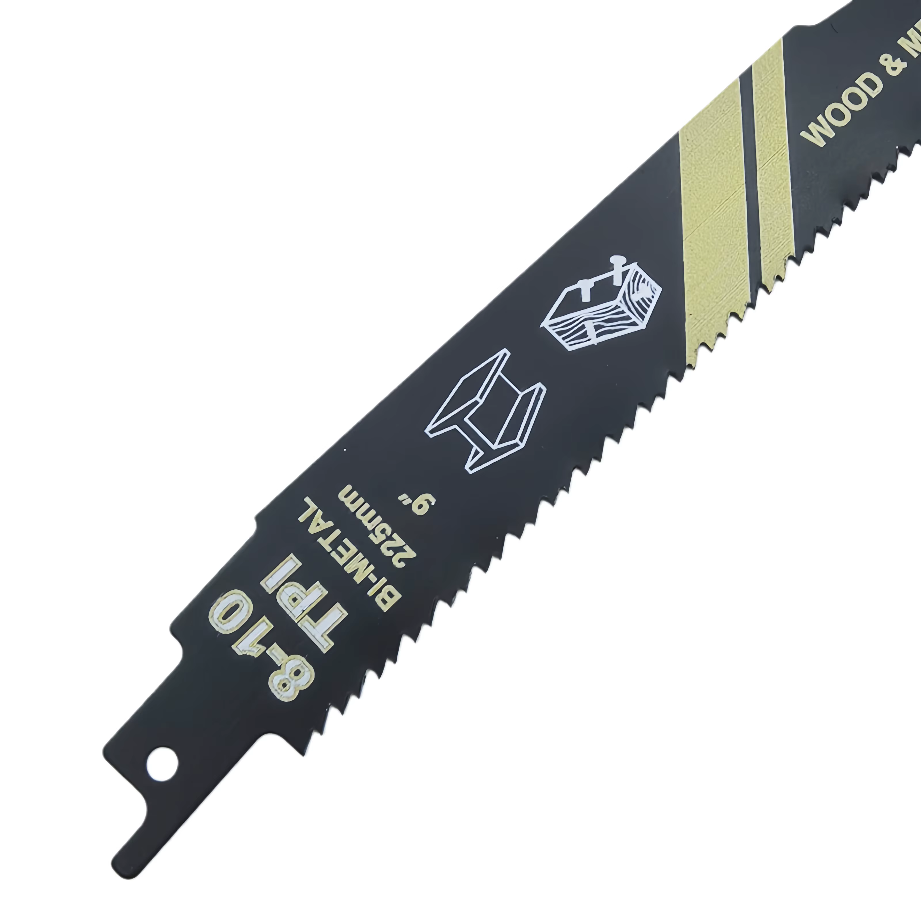 Lame de scie alternative bimétallique 9 pouces (225mm), 8-10TPI M2, découpe de matériaux pour clous en bois, Tube métallique, 1 pièce