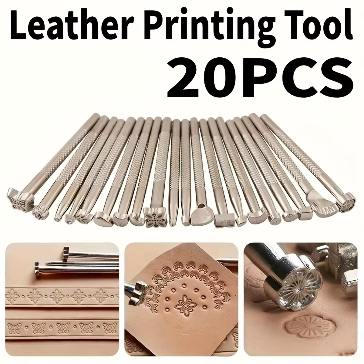 Ensemble d'outils de bricolage en cuir 20 pièces-outils d'impression, de poinçon, de sculpture et de gaufrage de sacs