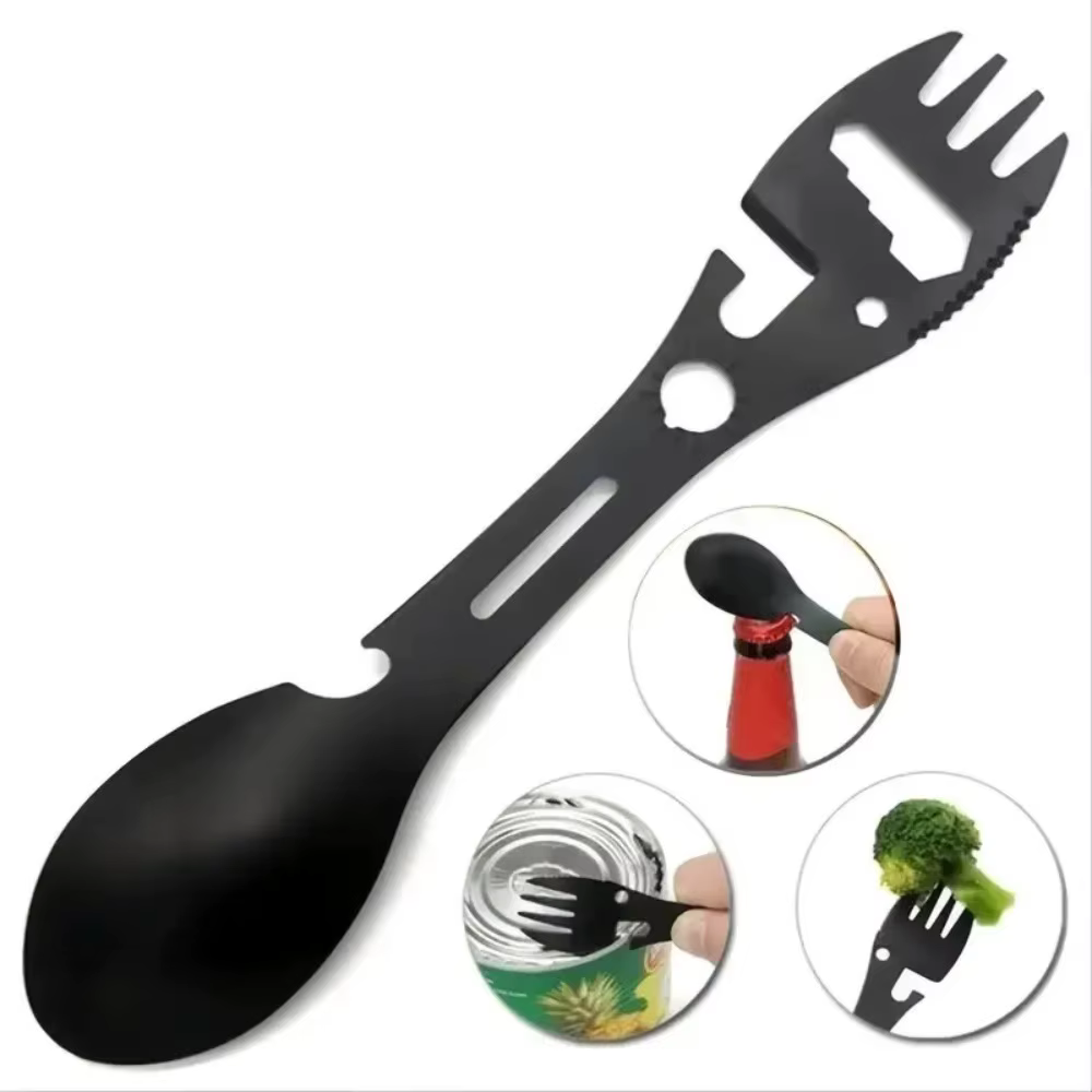Nouveau Couteau Sifflet Multifonctionnel 2026 pour Camping en Plein Air, Survie, Cuillère-Tournevis de Cuisine, Clé Multifonction, Ouvre-Bouteille