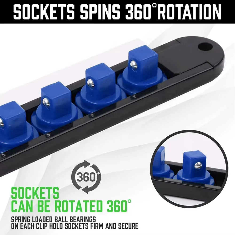 Support de rangement pour douilles 1/4" 3/8" 1/2" en ABS