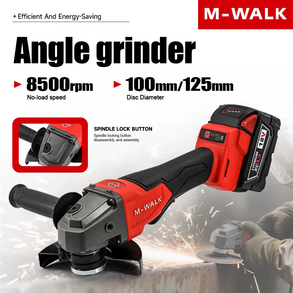 Meuleuse d'Angle Électrique Sans Brosse 100 / 125mm Rectifieuse Sans Fil 8500 Tr / Min Outils Électriques De Coupe Pour