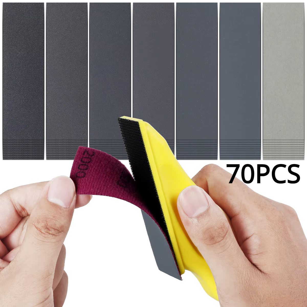 70 pièces bricolage papier de verre à main MINI ponceuse Kit