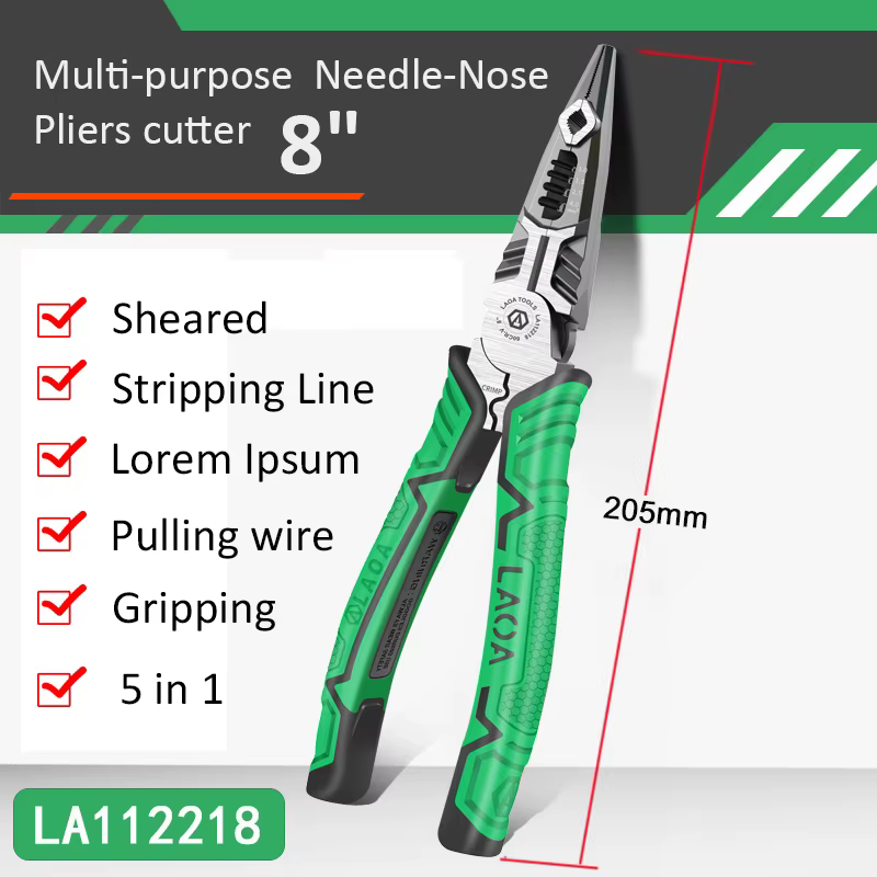 LAOA 8 pouces multifonction aiguille nez électricien pince coupante fil dénudage Terminal sertissage outils à main