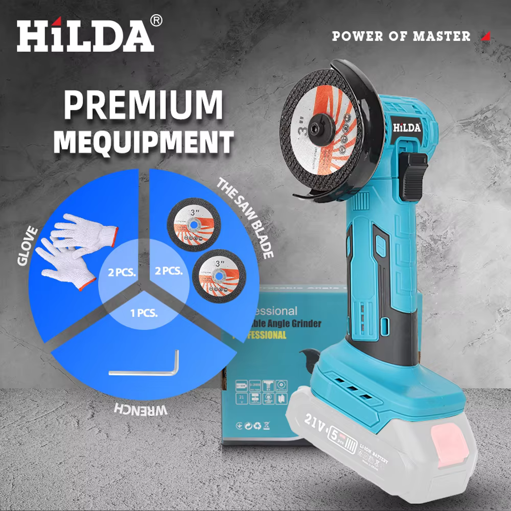 HILDA 3 pouces Mini meuleuse d'angle sans brosse sans fil bois céramique polissage rectifieuse outil électrique pour Makita 21V batterie