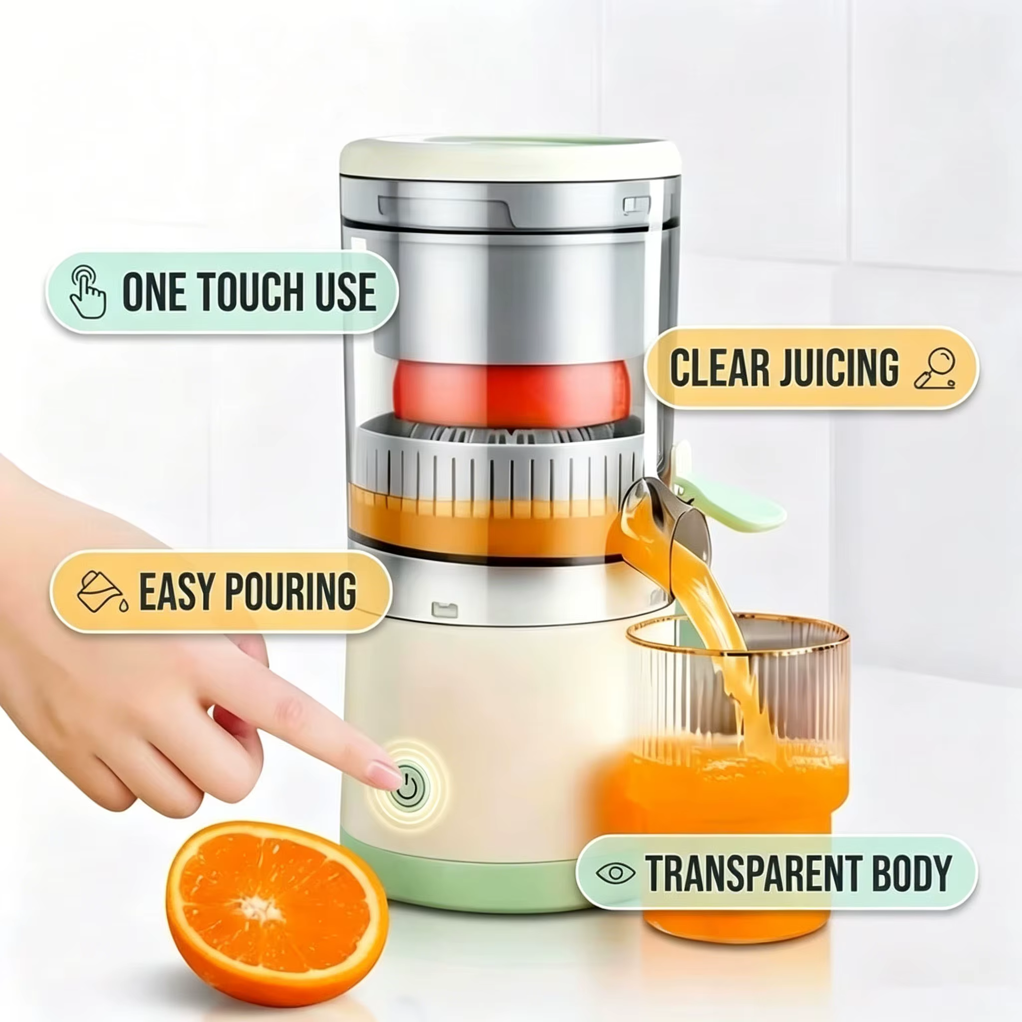 Extracteur de jus portable entièrement automatique pour fruits, presse-agrumes domestique automatique pour oranges et citrons, charge USB