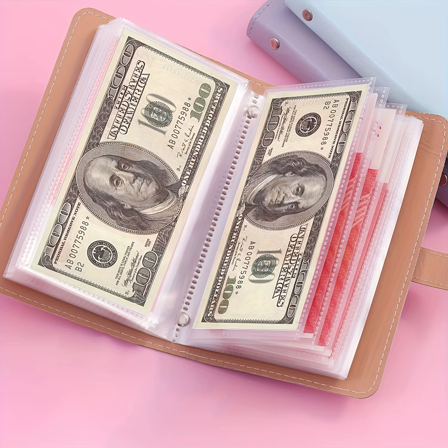 Livre d'épargne pour billets de banque, livre d'épargne avec fermeture, portefeuille à poche rabattable, livre de rangement pour billets simples, livre de collection pratique