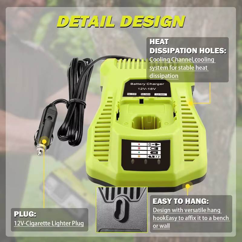 Chargeur de batterie pour Ryobi 18V Lithium Portable allume-cigare prise voiture