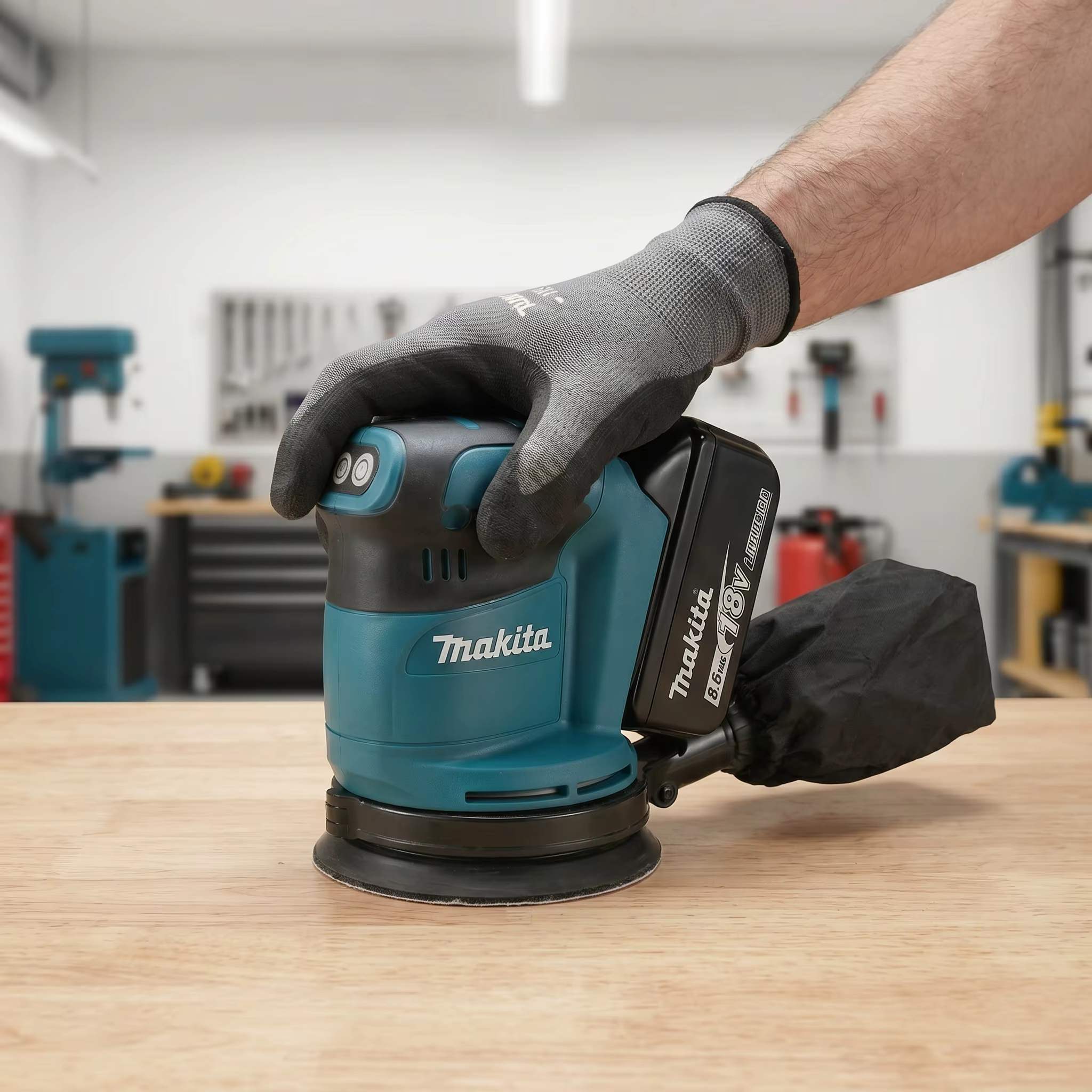Ponceuse orbitale aléatoire sans fil Makita DBO180Z 18V pour le travail du bois