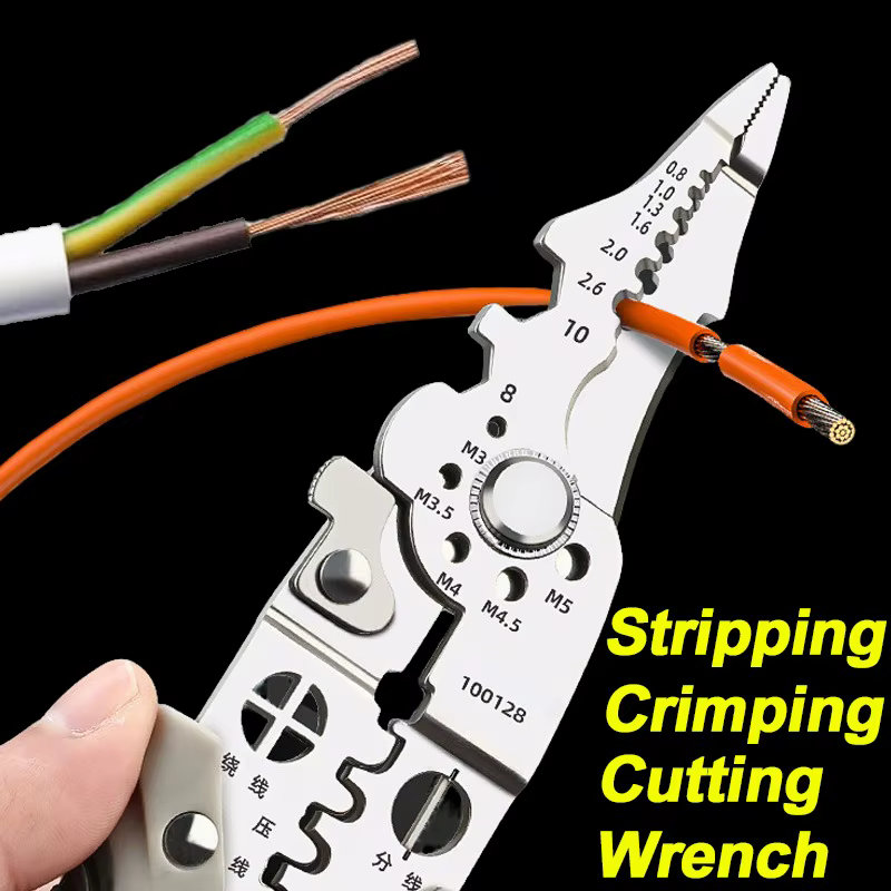 Pince à dénuder multifonctionnelle, pince à sertir robuste, coupe-câbles pour électricien, outils manuels pour la réparation de câbles