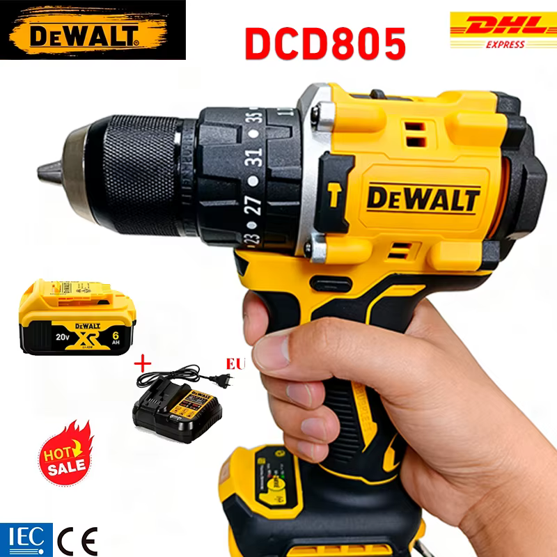 Perceuse-visseuse à percussion compacte sans balais DEWALT 20V rechargeable à batterie lithium DCD805
