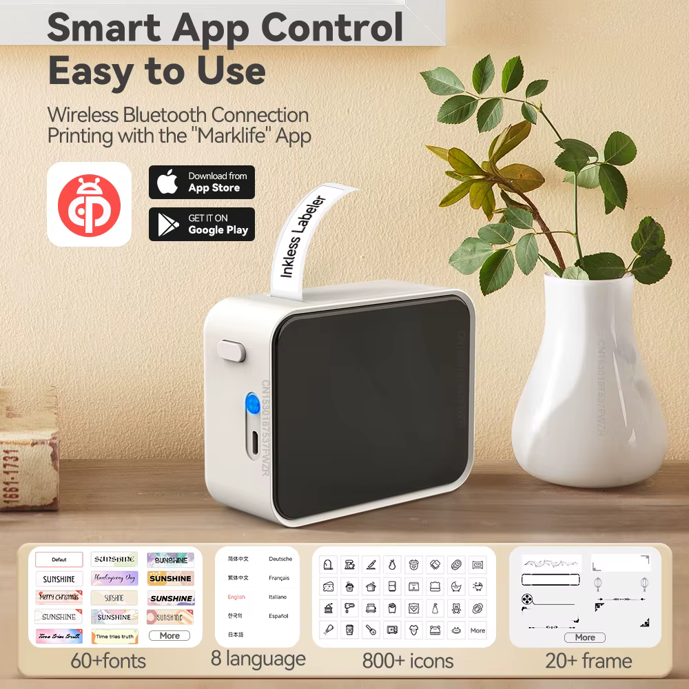 Marklife P15 imprimante d'étiquettes similaire à D11 D110 D101 Q30 étiqueteuse thermique Portable sans encre sans fil