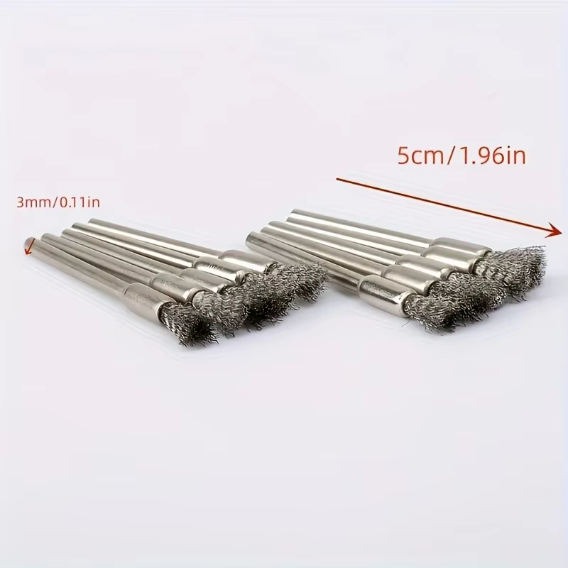 10 brosses métalliques en acier inoxydable avec manche de 3