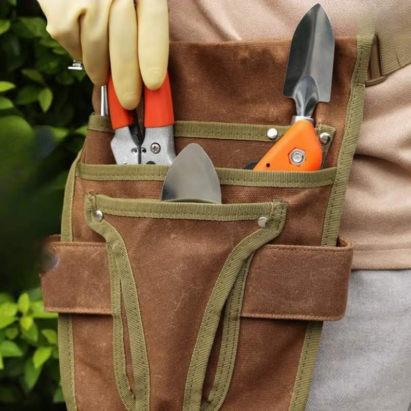 Sacoche de ceinture pour outils de jardin en toile, sac à outils avec plusieurs poches de rangement, imperméable, portable, pour hommes et femmes, sac à outils durable